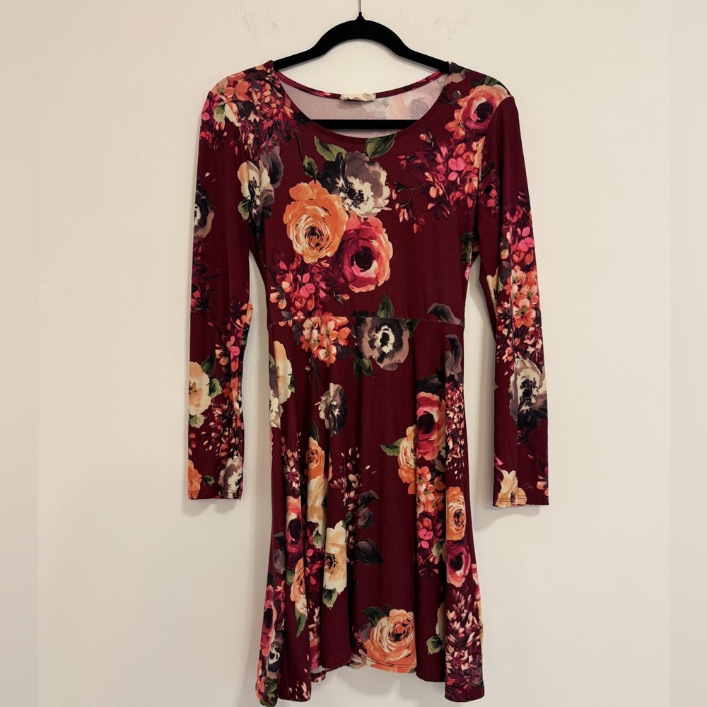 Floral Burgundy Dress